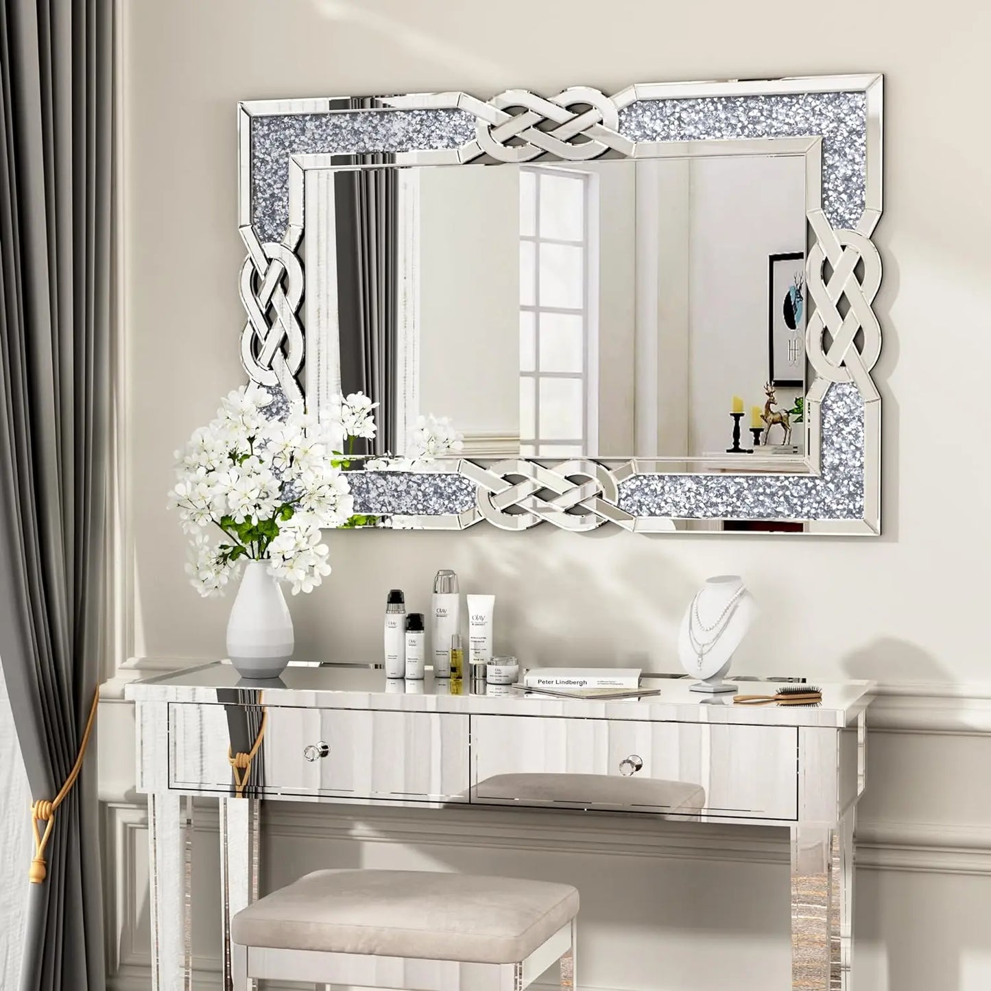Large Crystal Crush Diamond Mirror