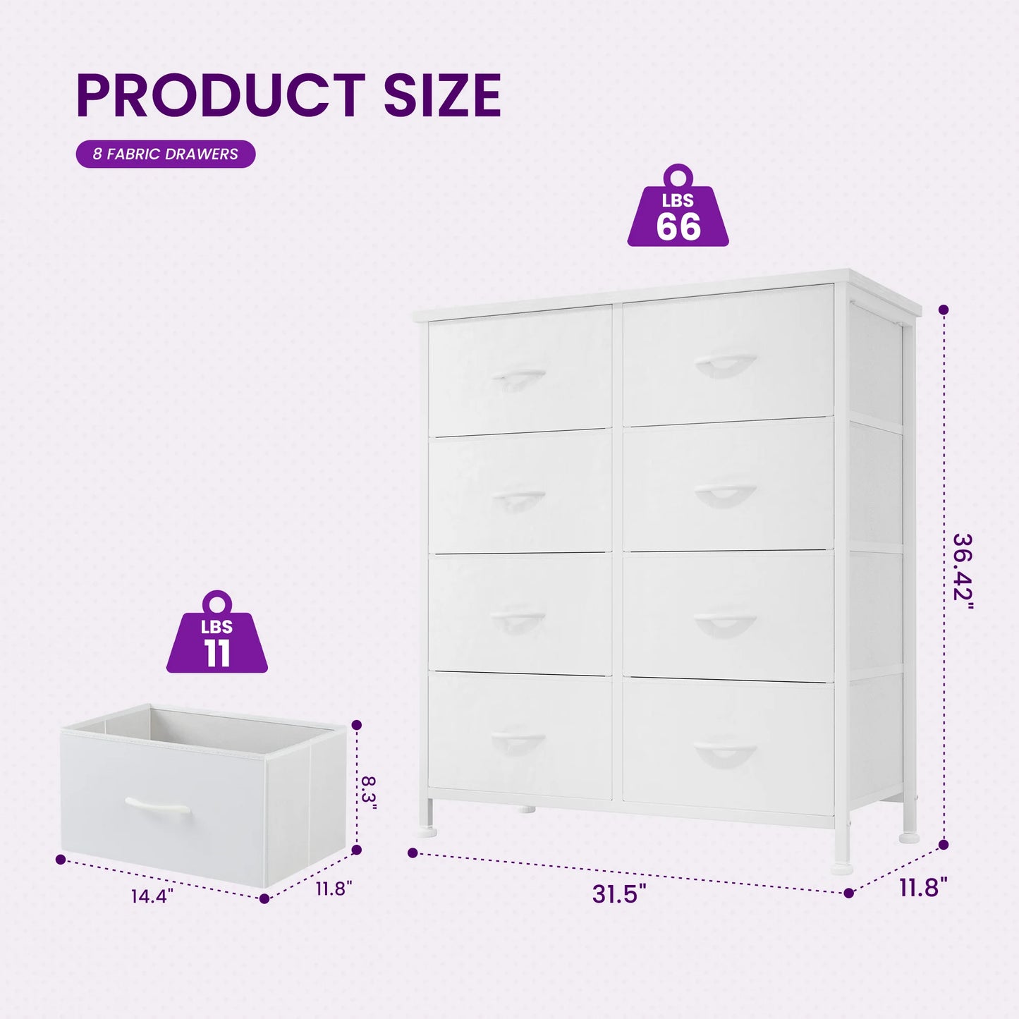 Children's Bedroom Wardrobe With 8 Fabric Drawers