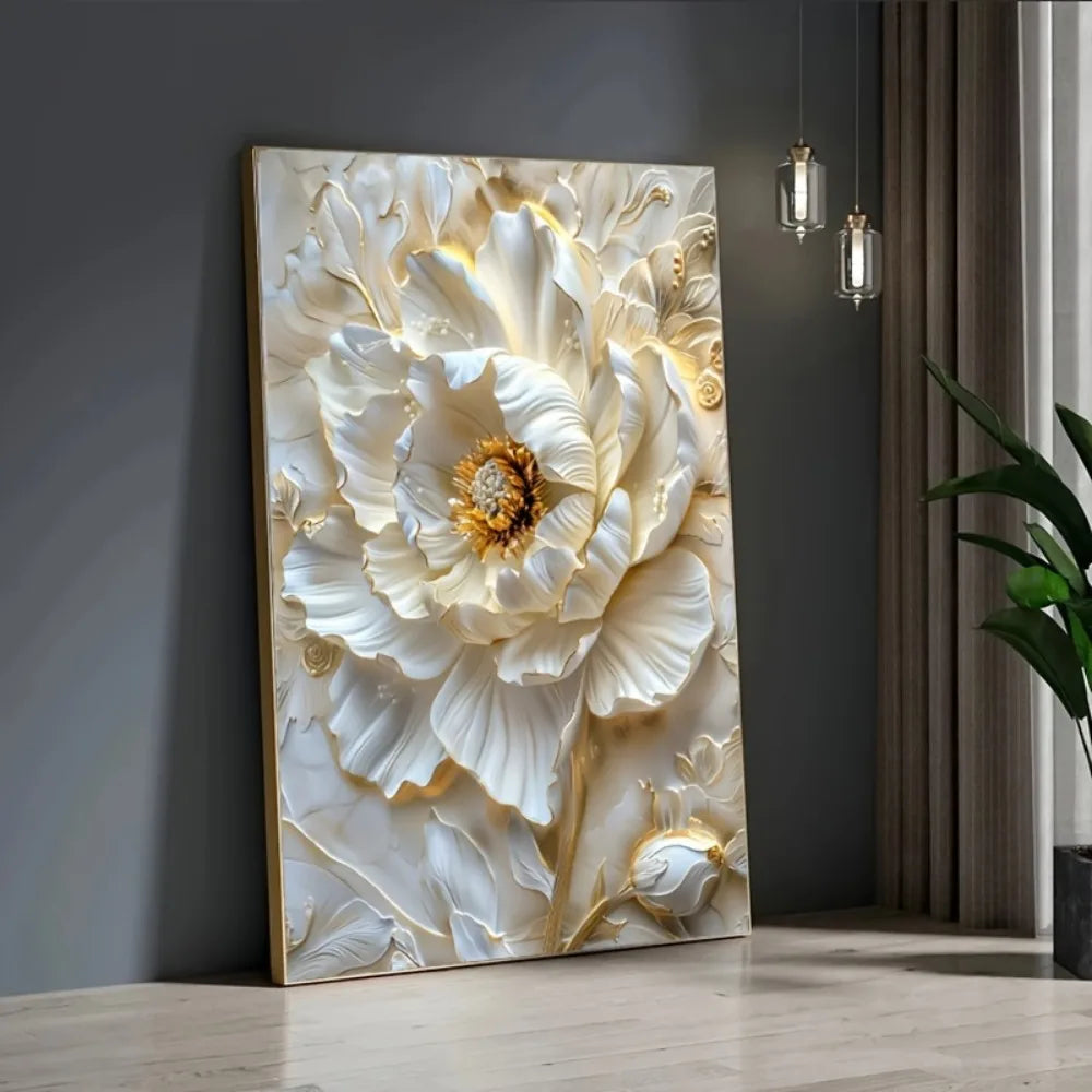 Frameless White Floral Wall Decorations