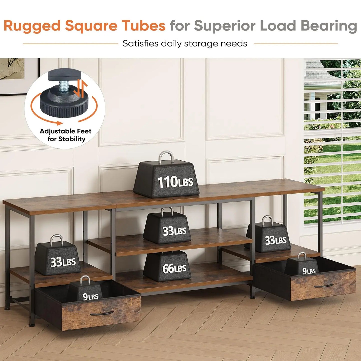 63-Inch Wooden TV Stand for TVs Up to 75 Inches