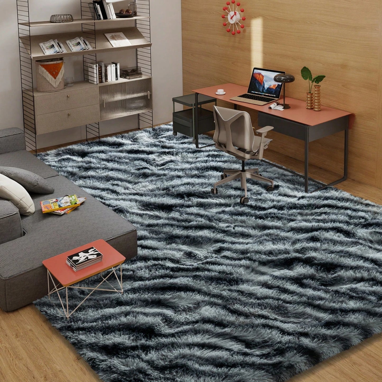Fluffy Long Shag Zebra Print Area Rug