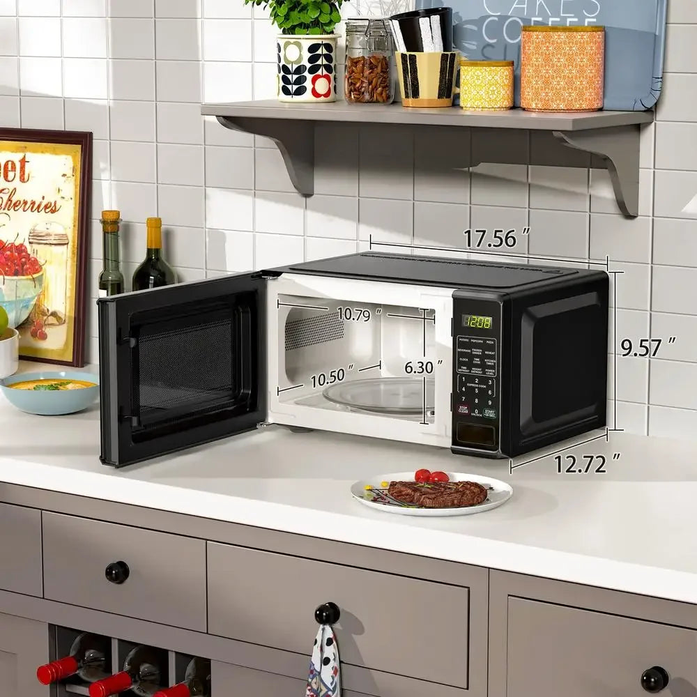 700W Black Countertop Microwave Oven