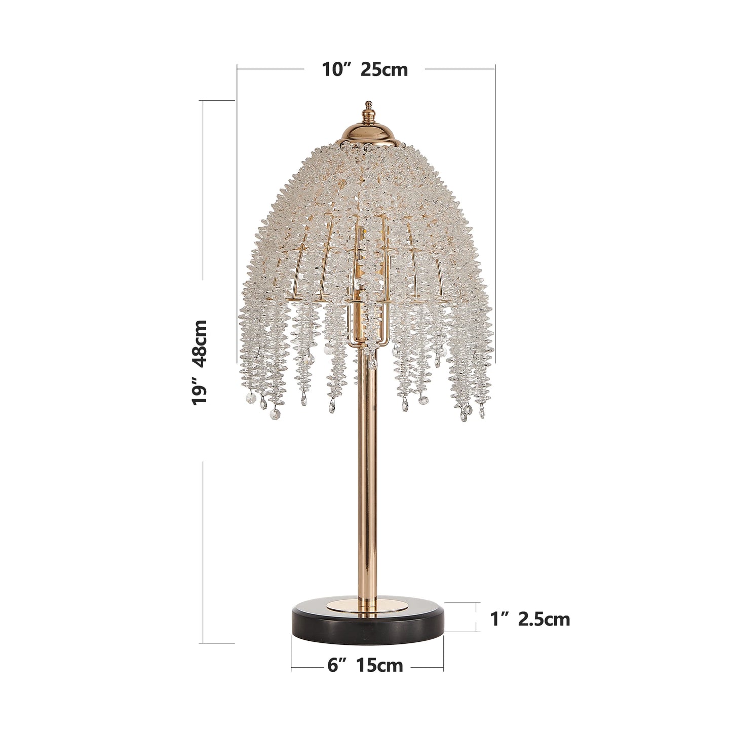 19"(H) Elegant Crystal Table Lamp Vintage Waterfall