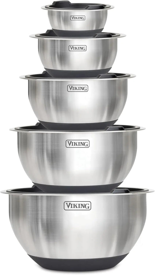 10-Piece Stainless Steel Mixing Bowls Set With Lids
