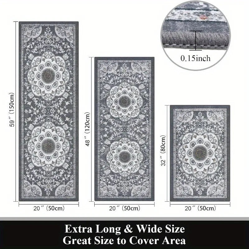 3 pcs Bohemian style kitchen carpets Non-slip