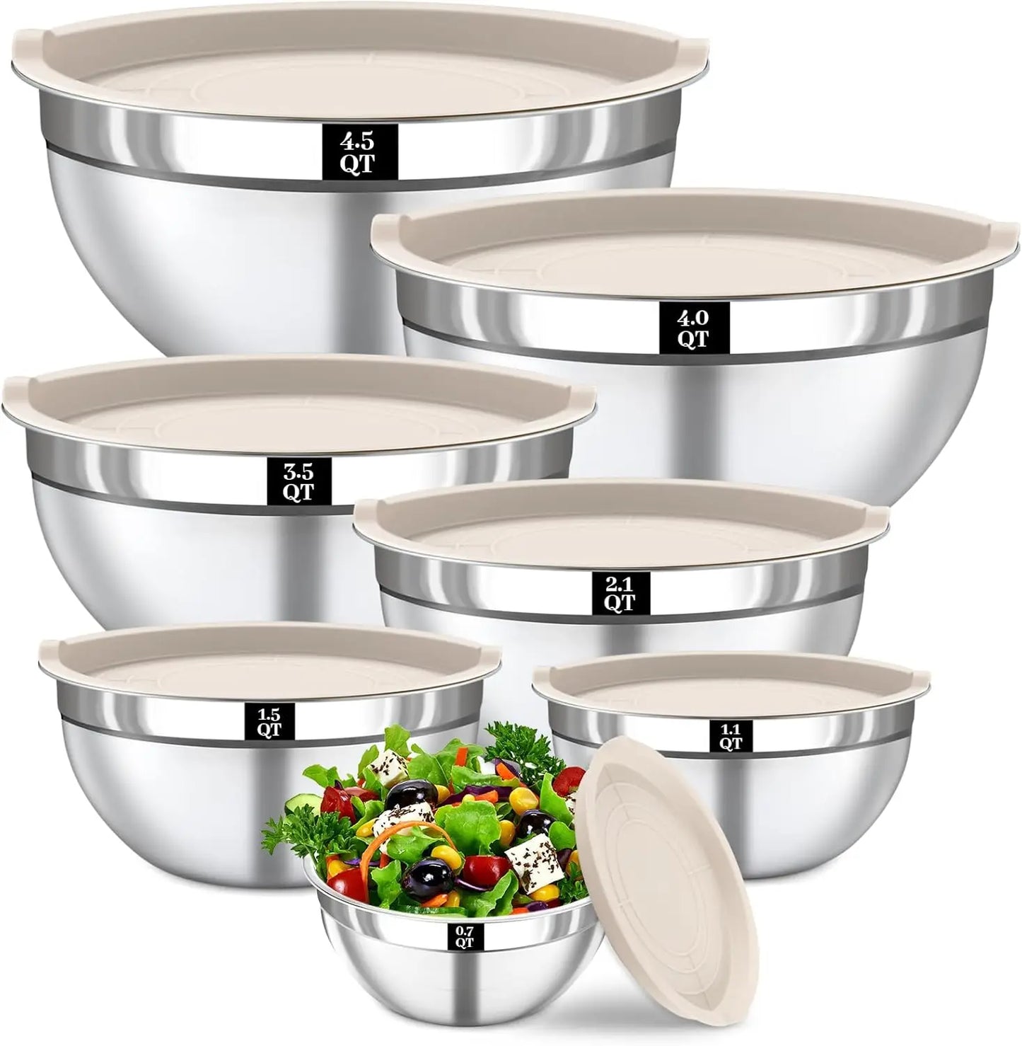 7-Piece Stainless Steel Mixing Bowls With Lids