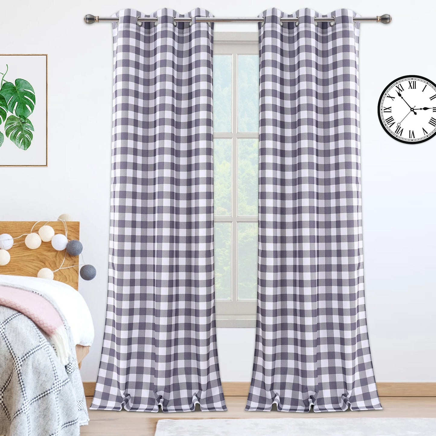 2pcs Buffalo Plaid Curtains