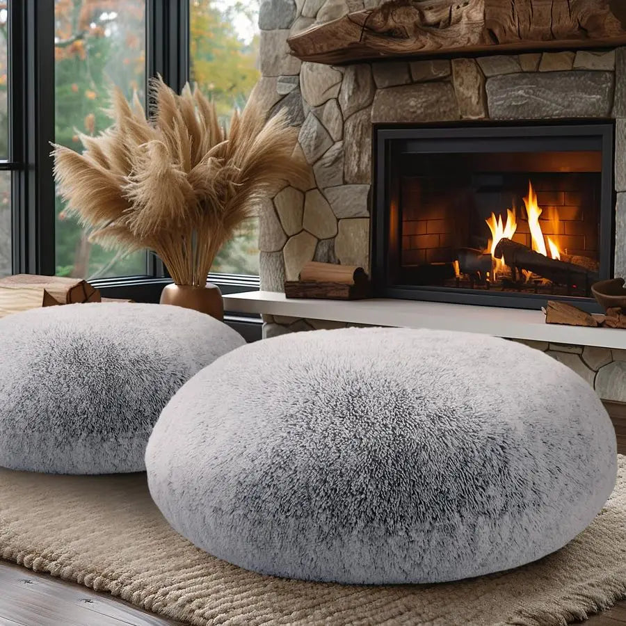 Faux Fur Fluffy Floor Pillows (BEIGE)