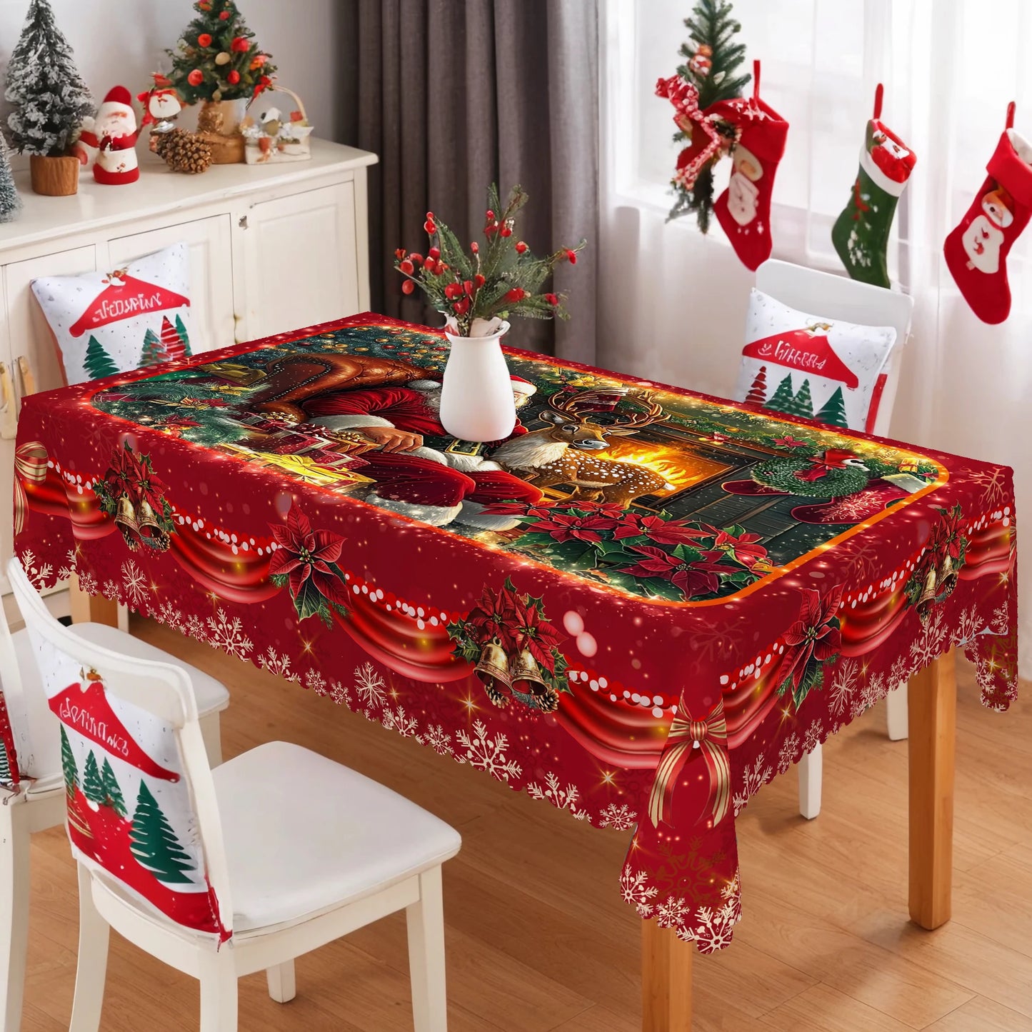Vintage Christmas Theme Printed Tablecloth
