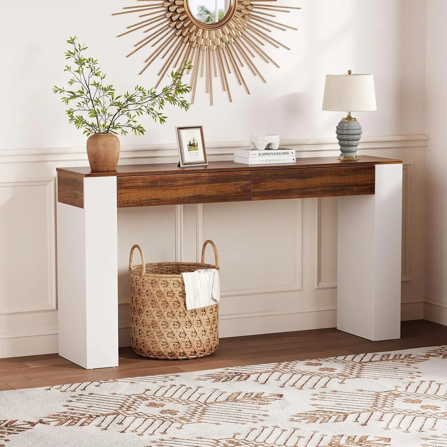 63-Inch Entryway Console Table With 2 Drawers