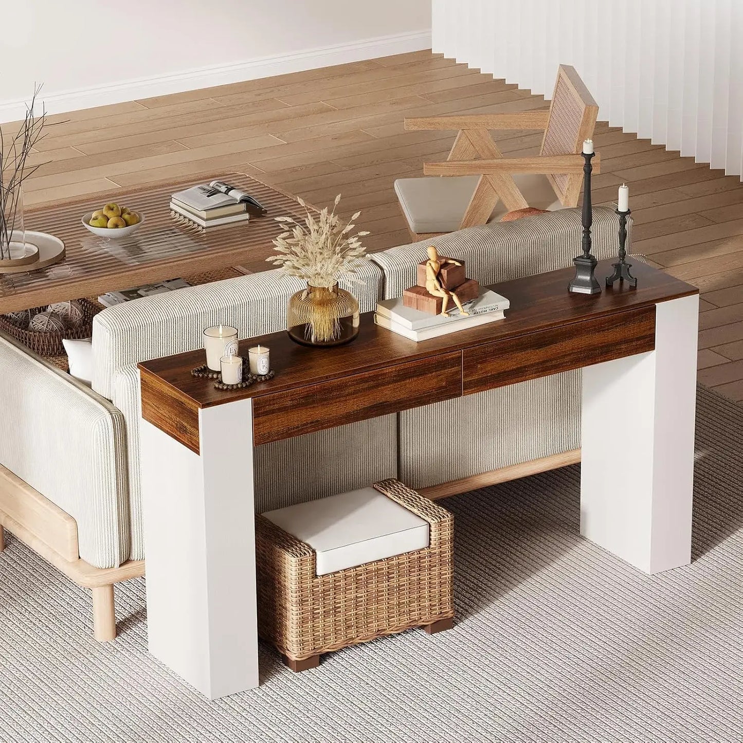 63-Inch Entryway Console Table With 2 Drawers