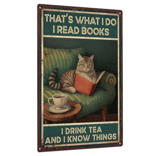 Cat Metal Plaque, Retro Wall Decor