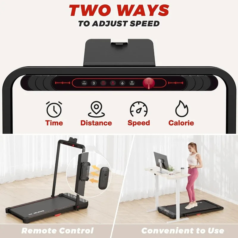 2-in-1 Treadmill, Walking Pad With Remote Control LED Display