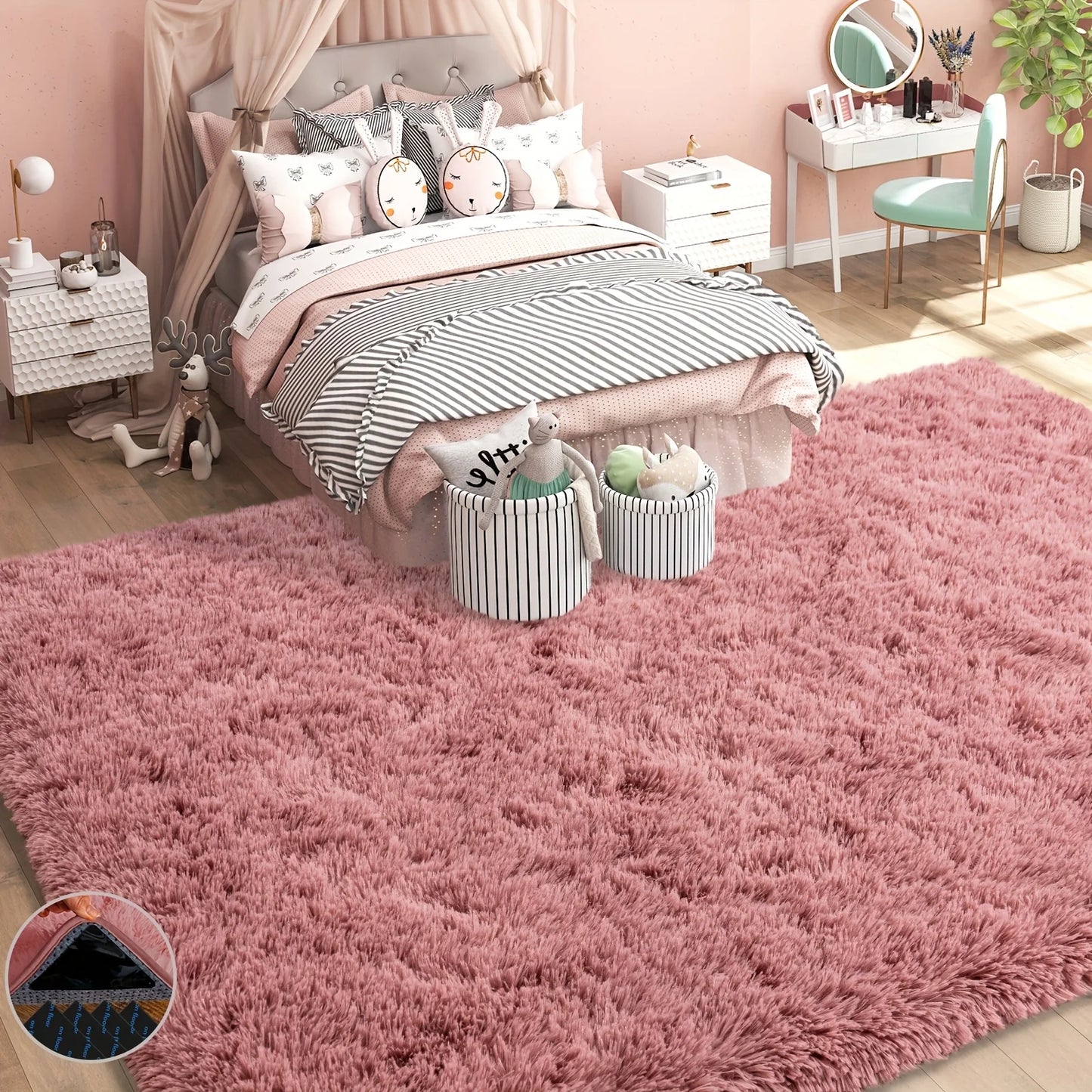 Bean Paste Color Fluffy Plush Carpet