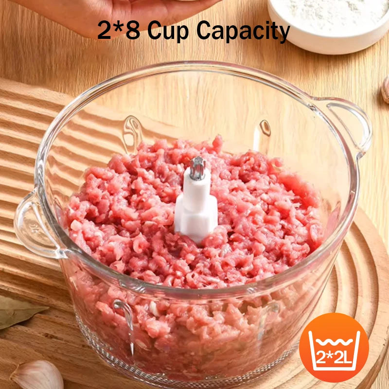 Electric Vegetable Chopper With 2 Bowls