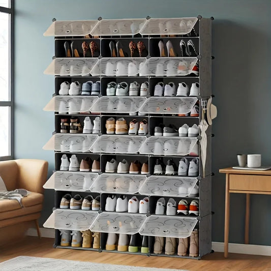 36 Grid Stackable Modular Shoe Rack - Large Capacity