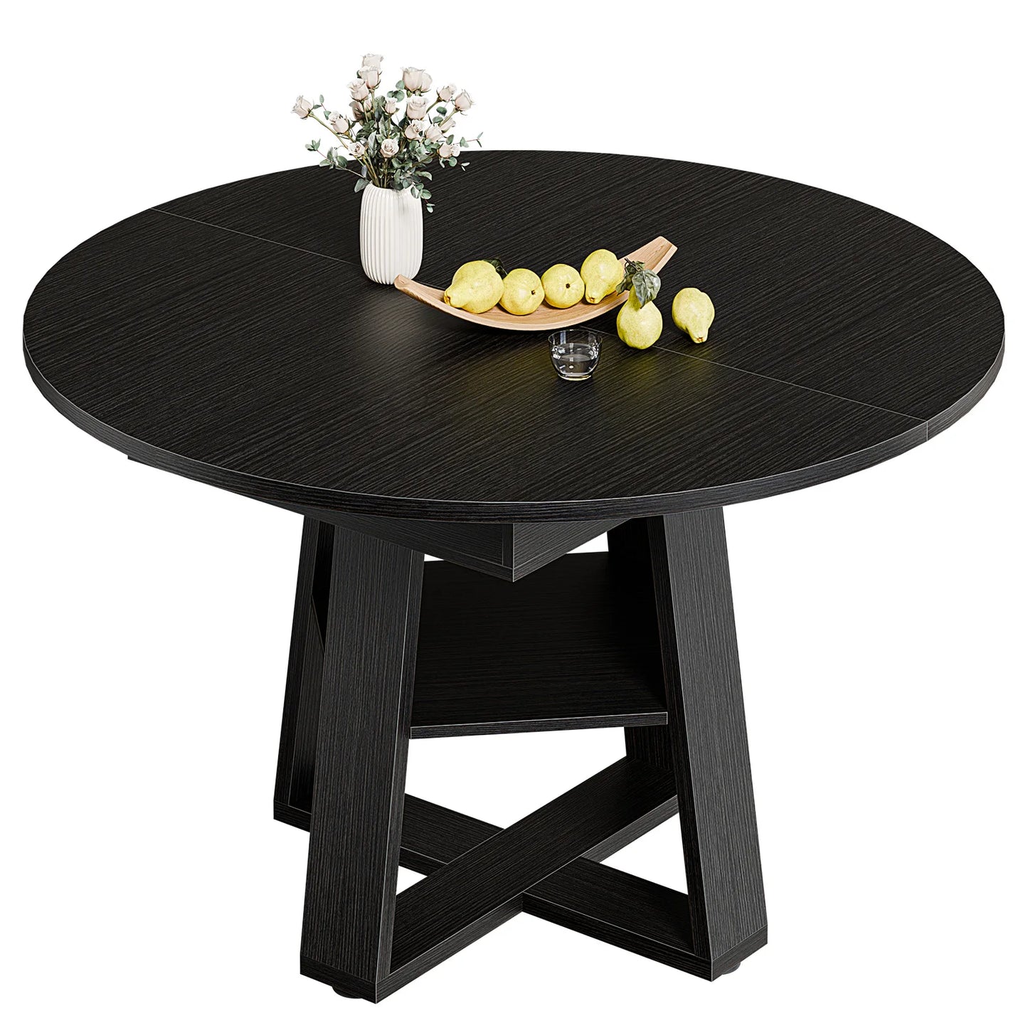 Modern Extendable Wood Round Dining Table