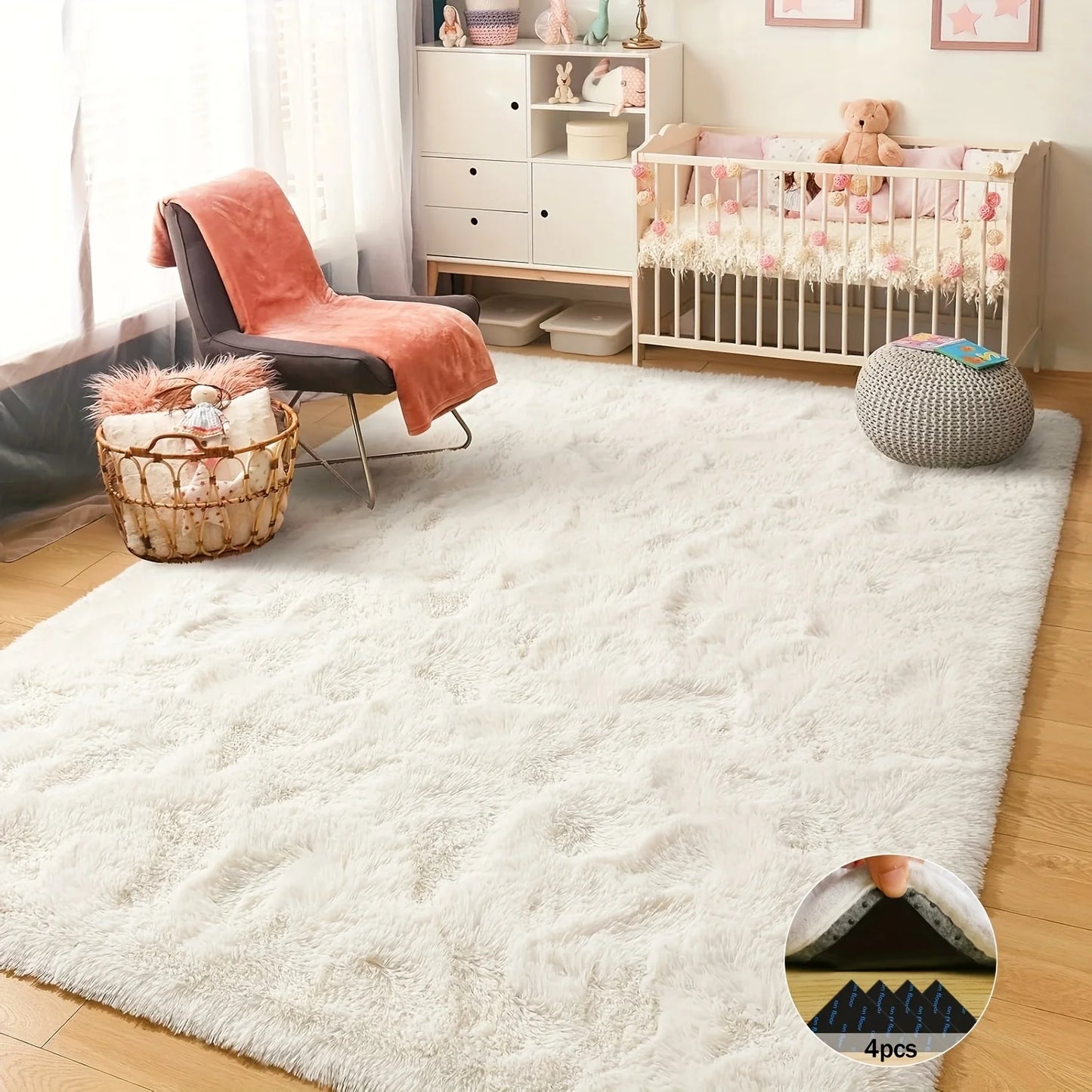 Off-White Soft Shaggy Luxury Plush Carpet
