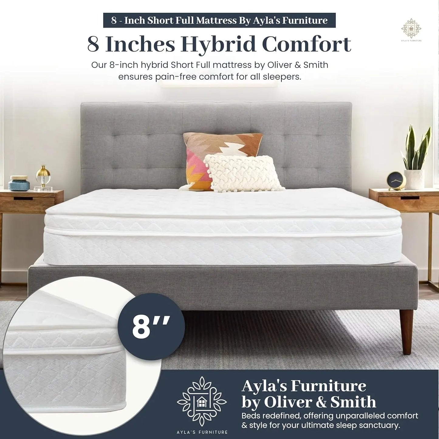 8 Inch Hybrid Full Size Mattress - Eco-Friendly