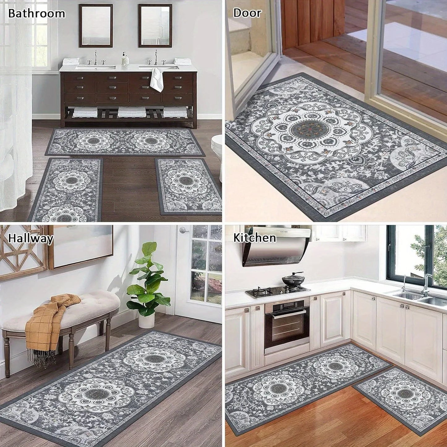 3 pcs Bohemian style kitchen carpets Non-slip