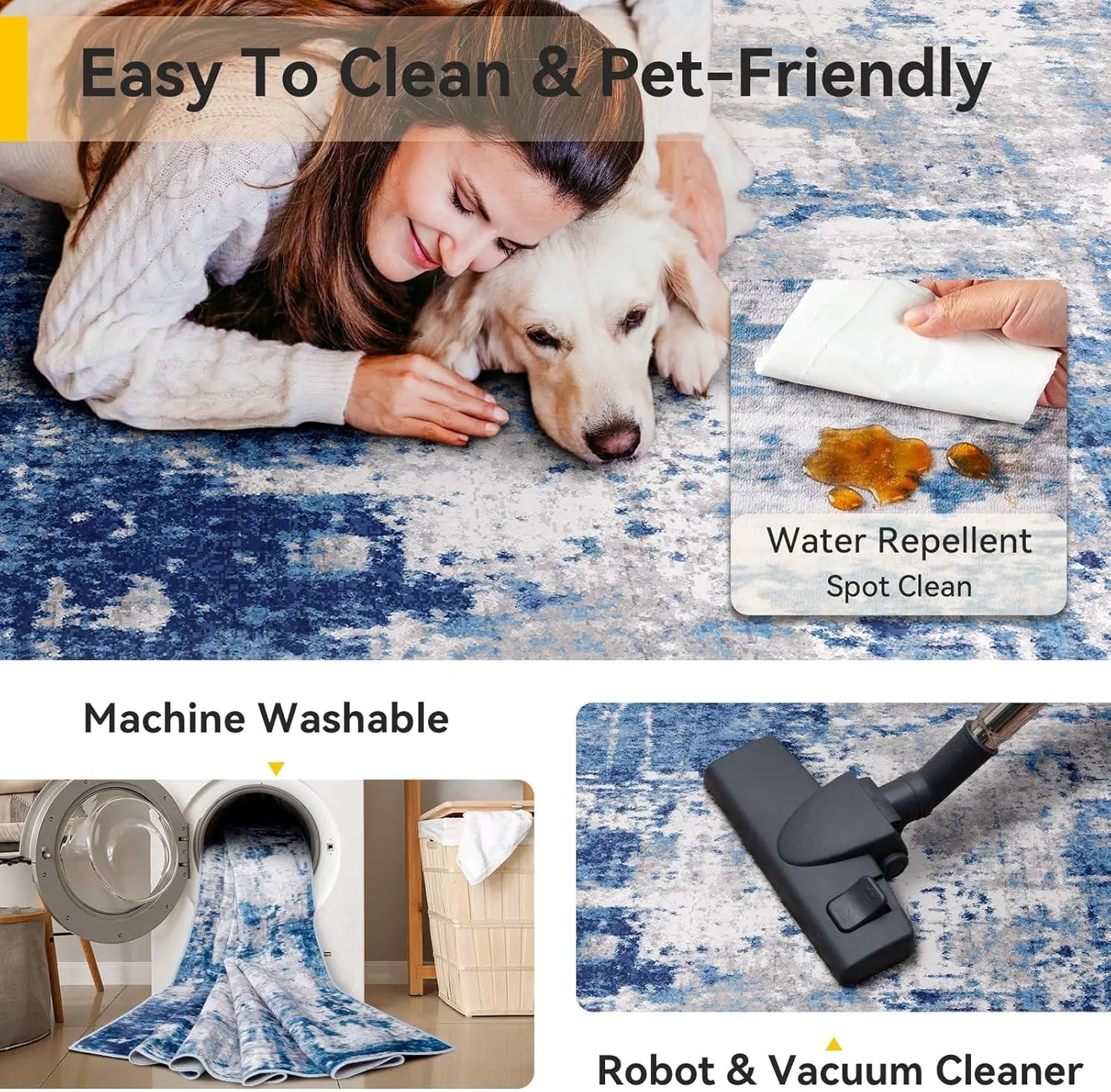 Modern Abstract Washable Area Rug 8'x10'