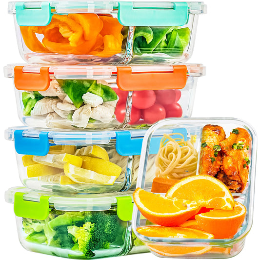 5-Pack Glass Food Storage Containers