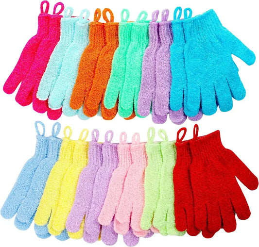 24 Pieces Exfoliating Bath Gloves -12 Colors