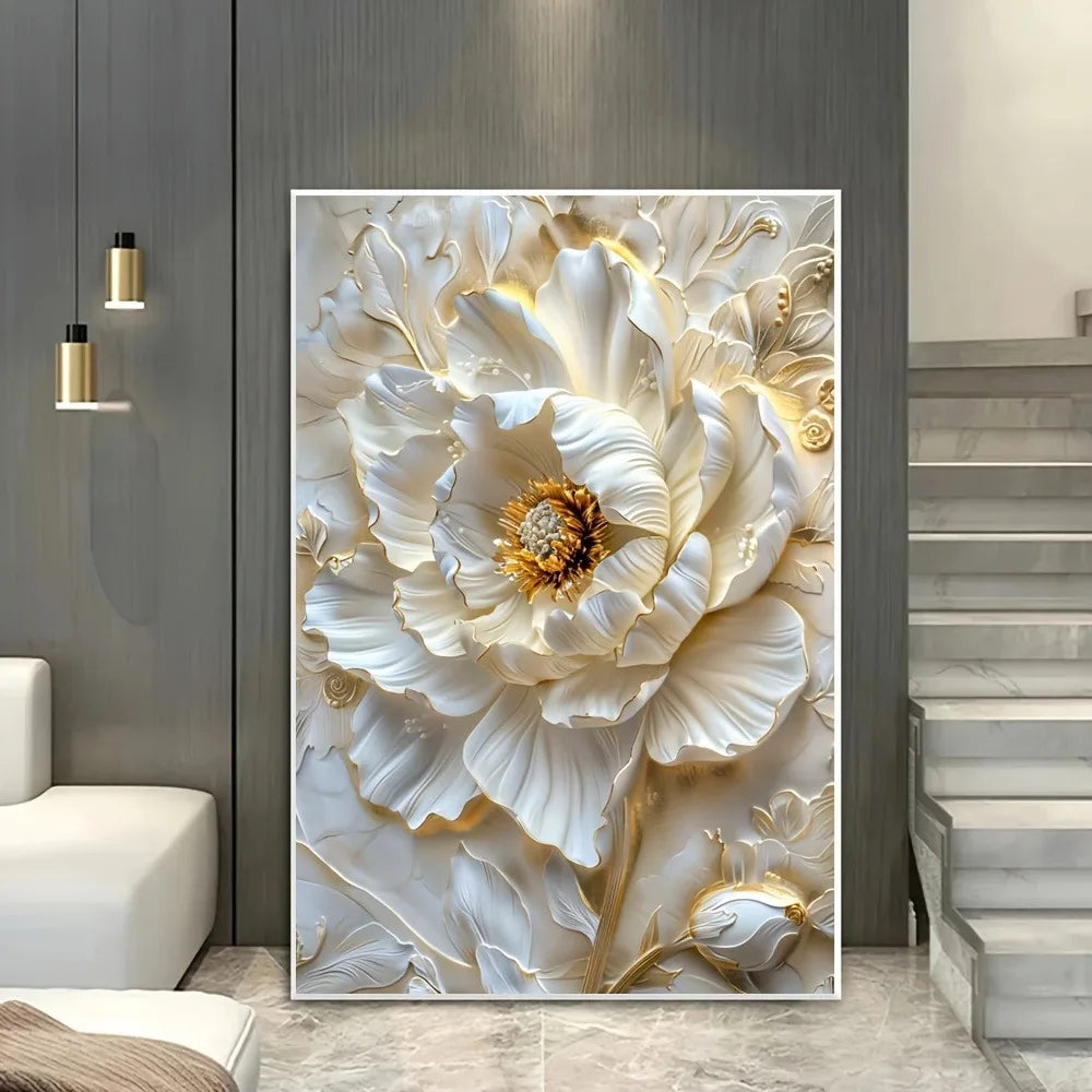 Frameless White Floral Wall Decorations