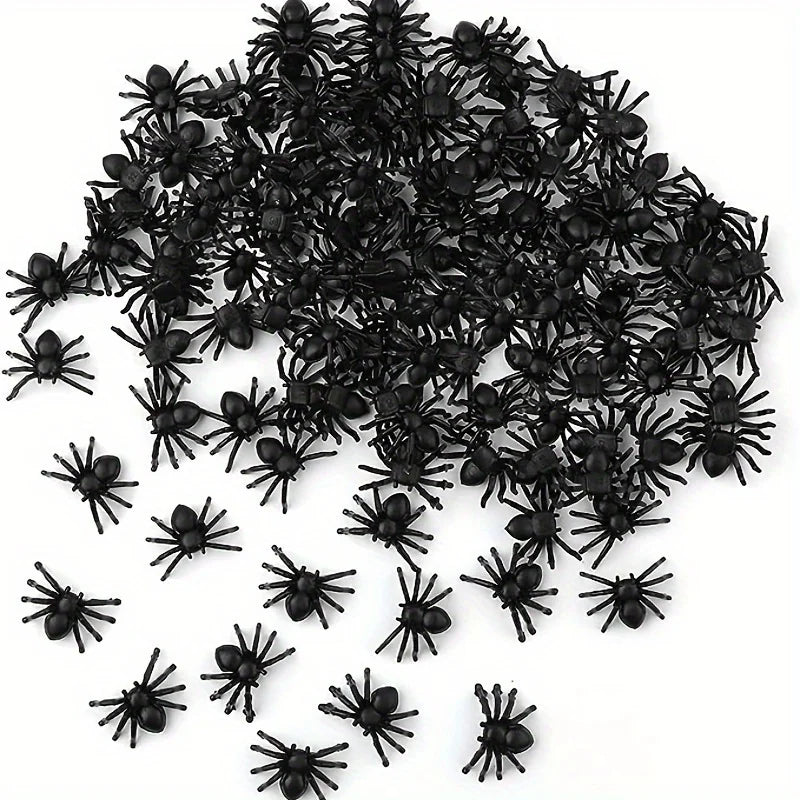 100/50pcs Realistic Plastic Mini Black Spiders