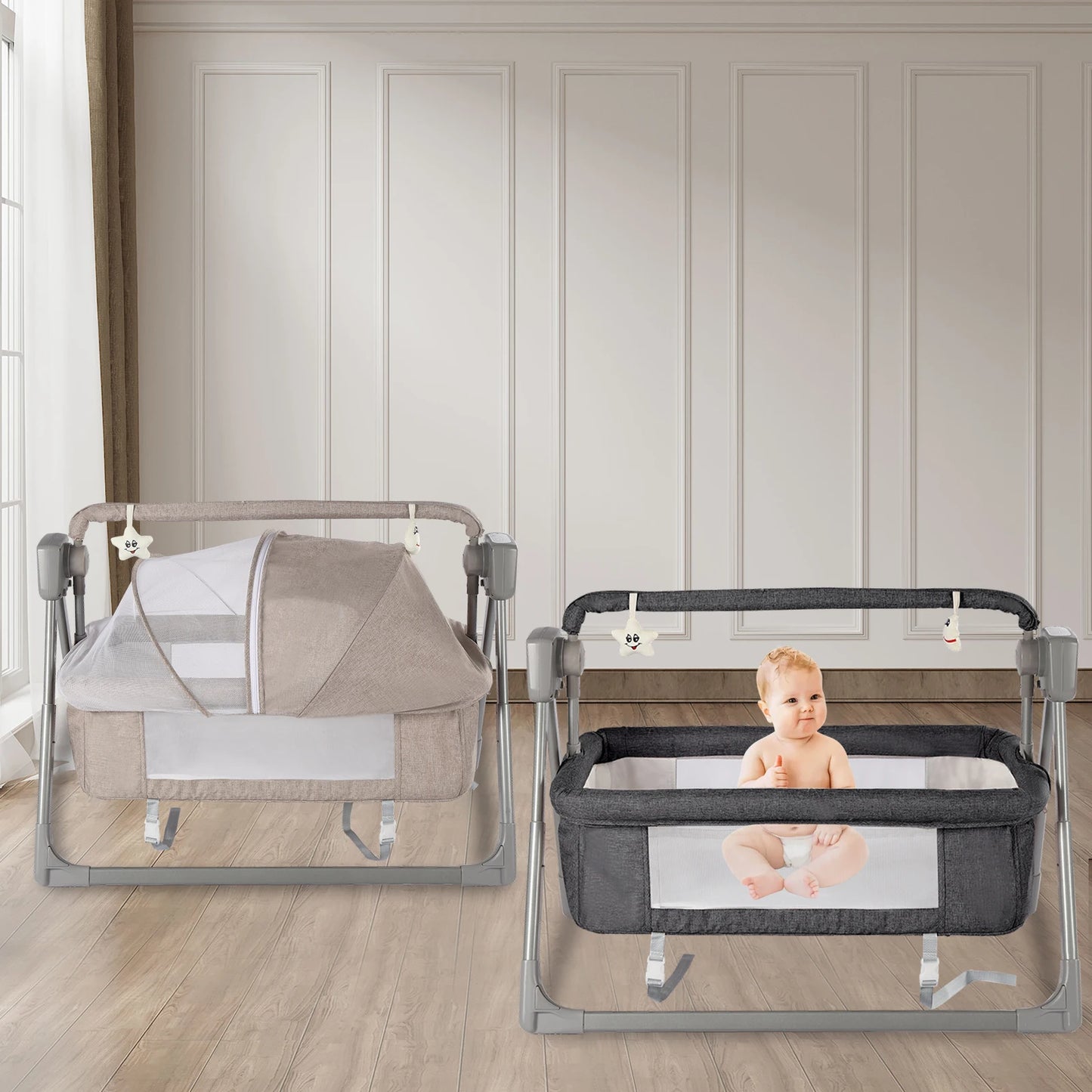 Automatic Rocking Recliner Crib Basket With Music