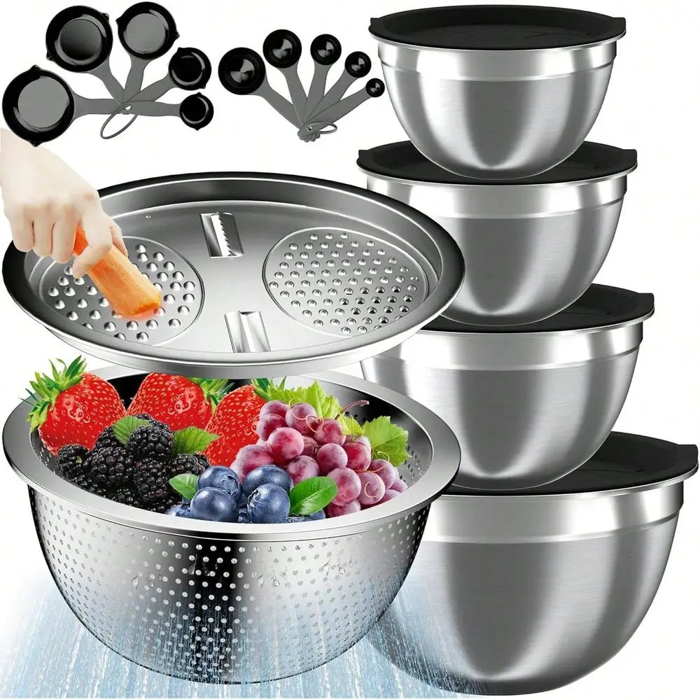 16-Piece Stainless Steel Mixing Bowls With Lids Set