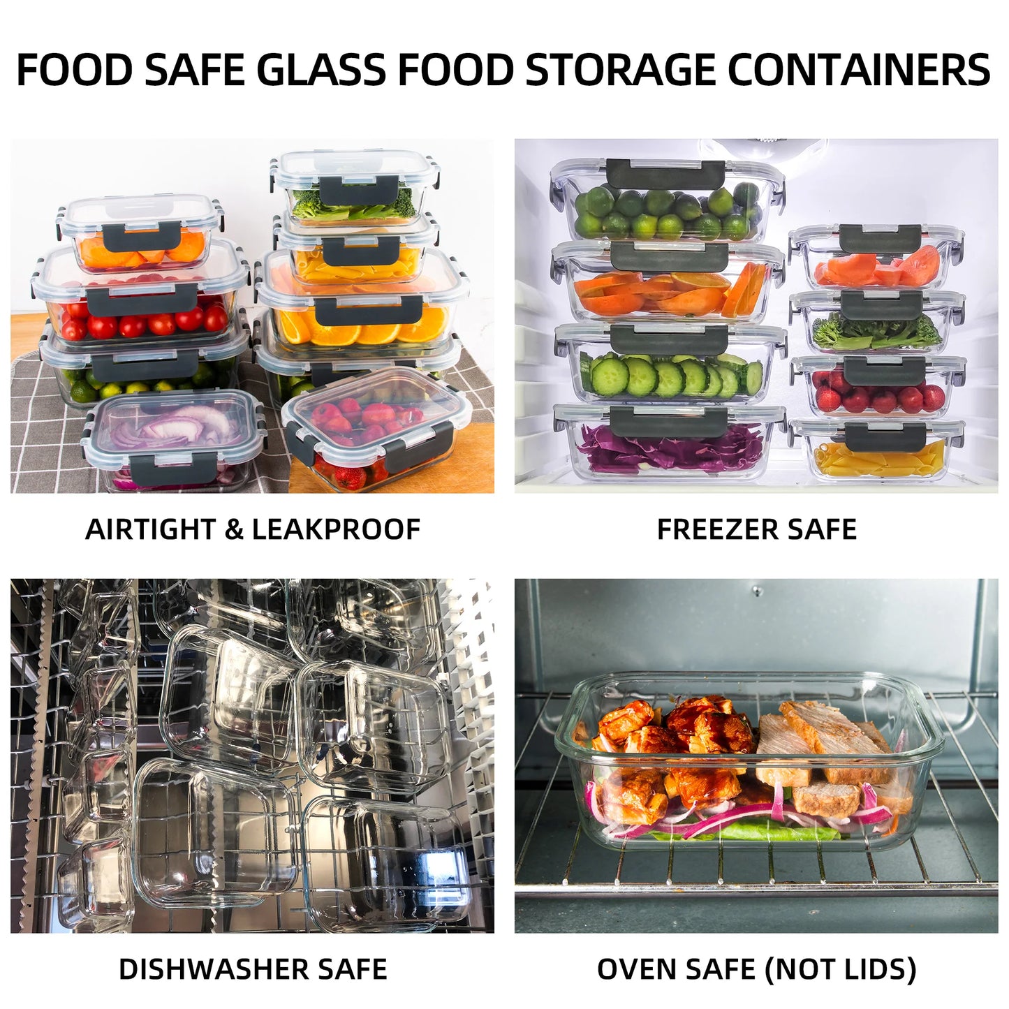 8-Piece Glass Food Storage Containers Set,