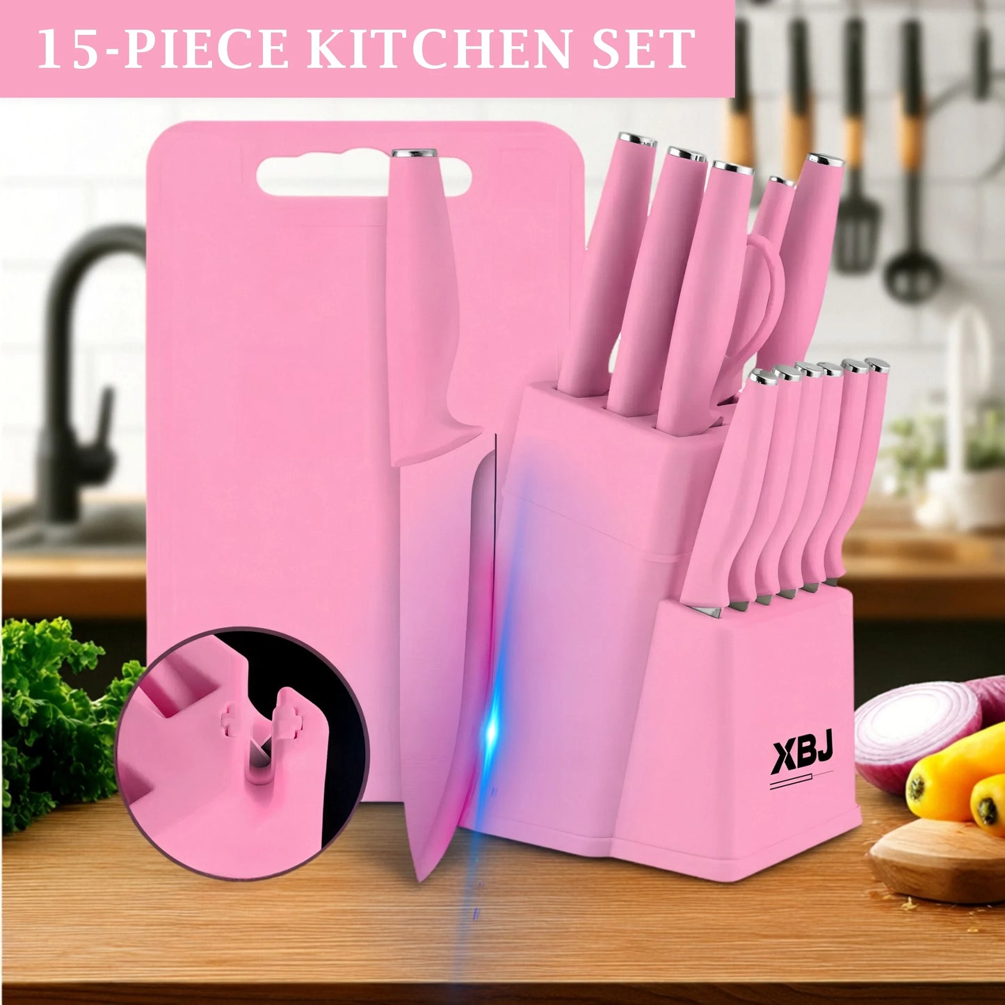 15-Piece Kitchen Stainless Steel Knife Set