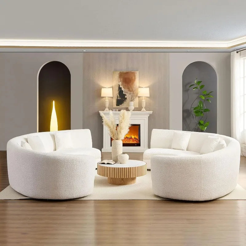 Modern Oversize Curved Sectional Sofa - Cream-White