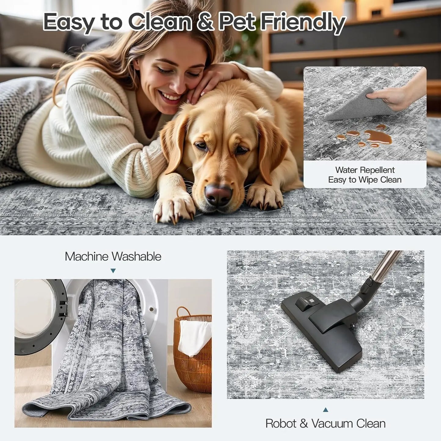 8x10 Soft Grey Floral Carpet