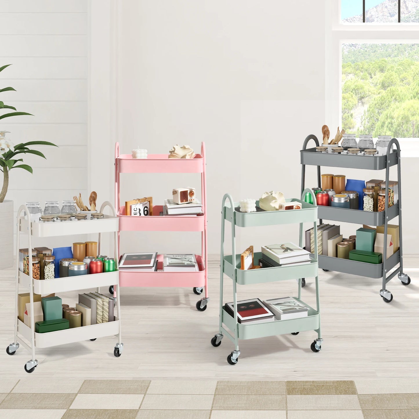 3-Tier Metal Storage Kitchen Cart