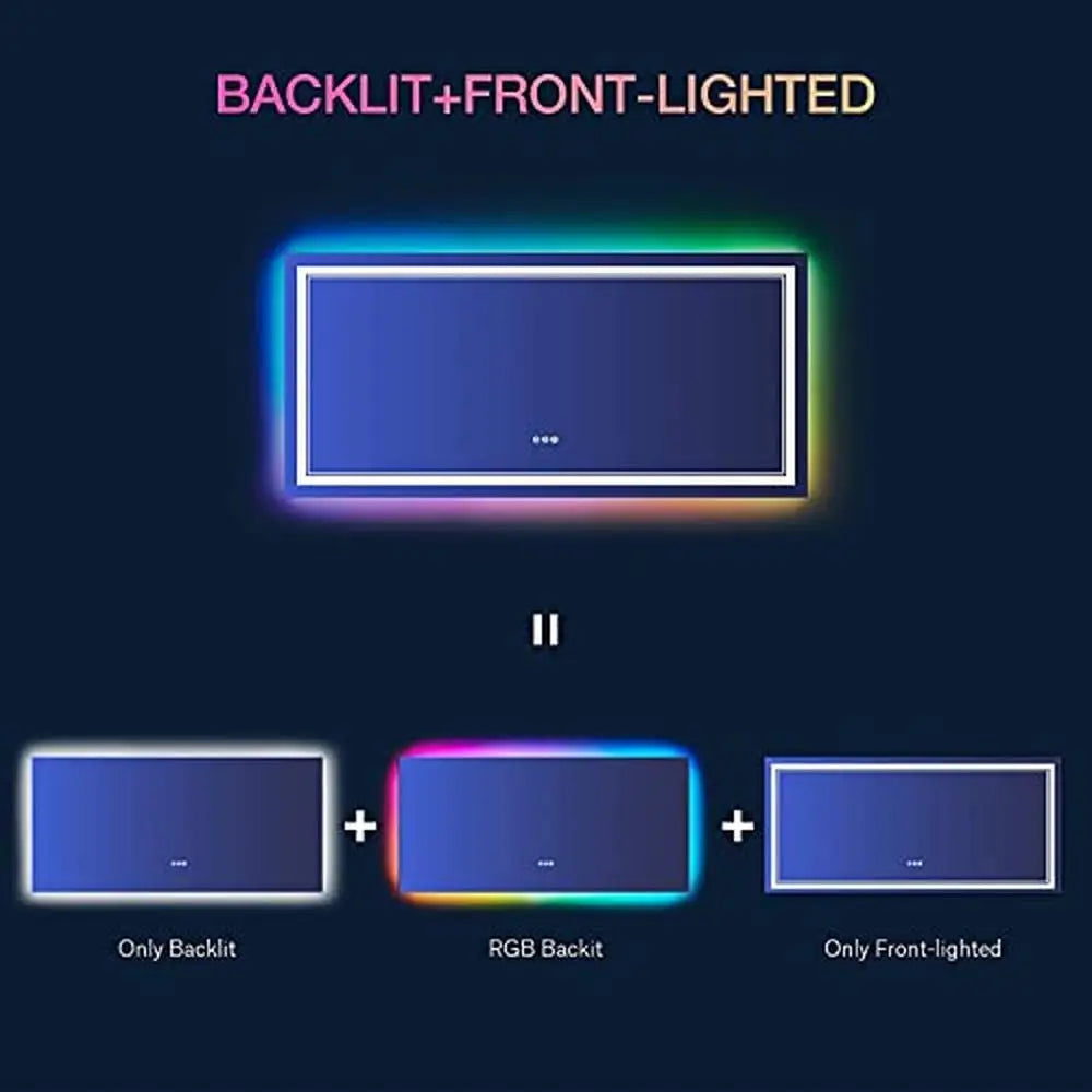 Rectangular Mirror With Front Lighting