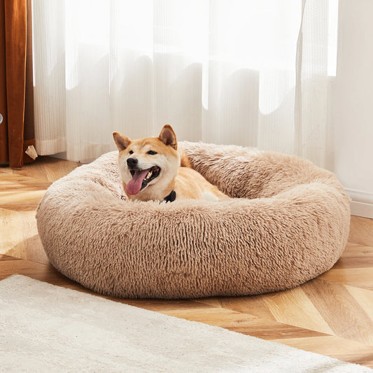 Round Plush Calming Bed For Pets
