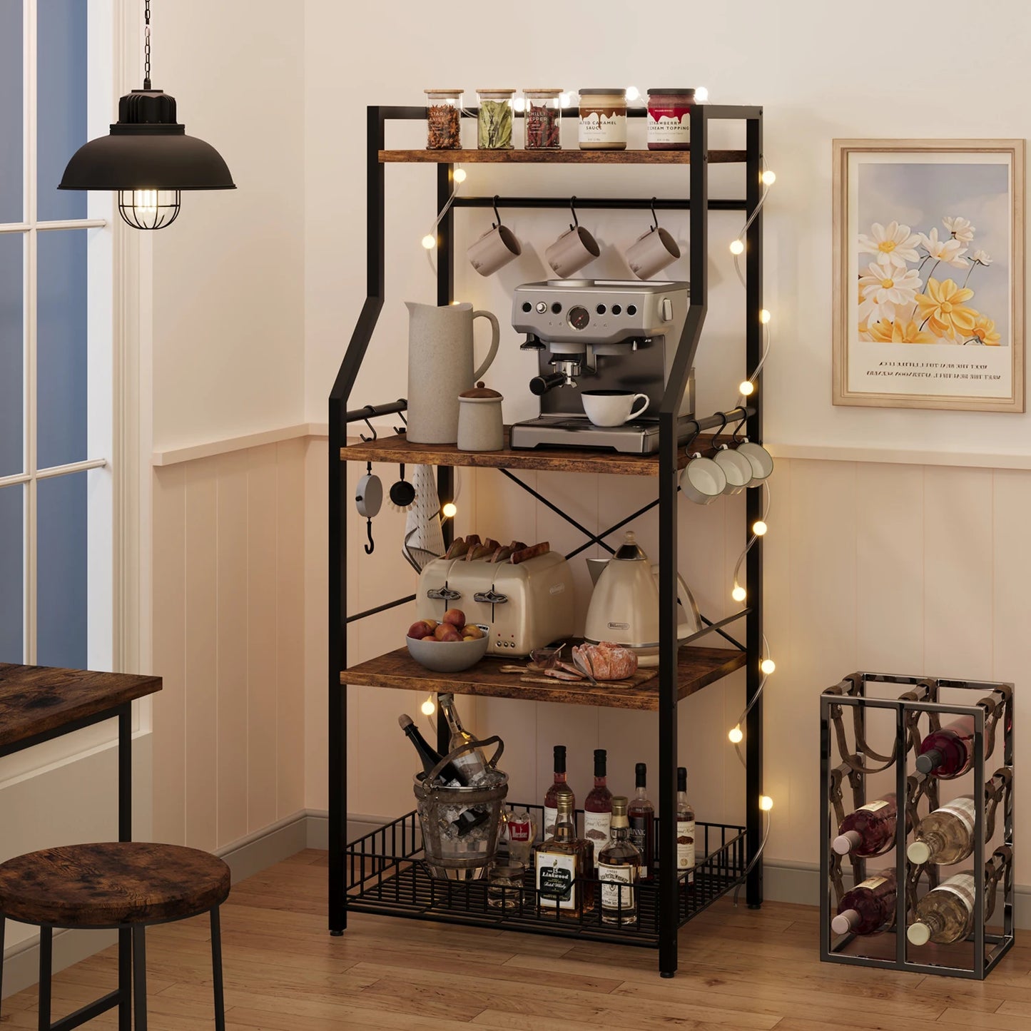 Microwave Oven Bakers Rack 4-Tier Stand