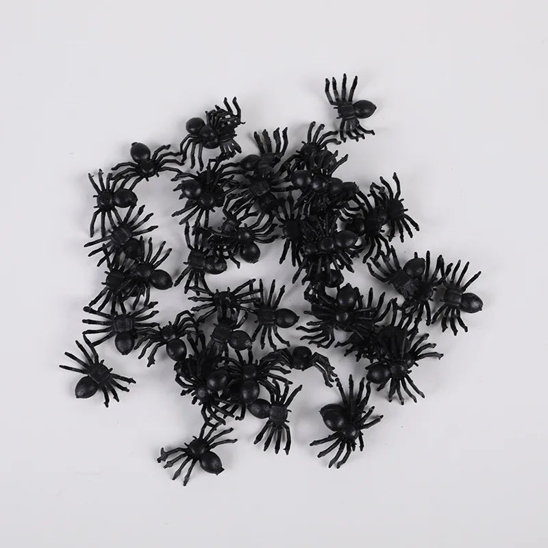 100/50pcs Realistic Plastic Mini Black Spiders