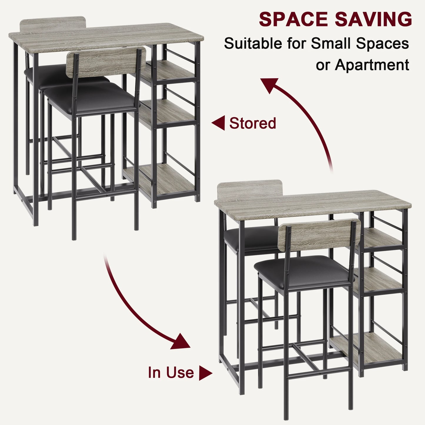 Dining Table Set for 2 With Shelves