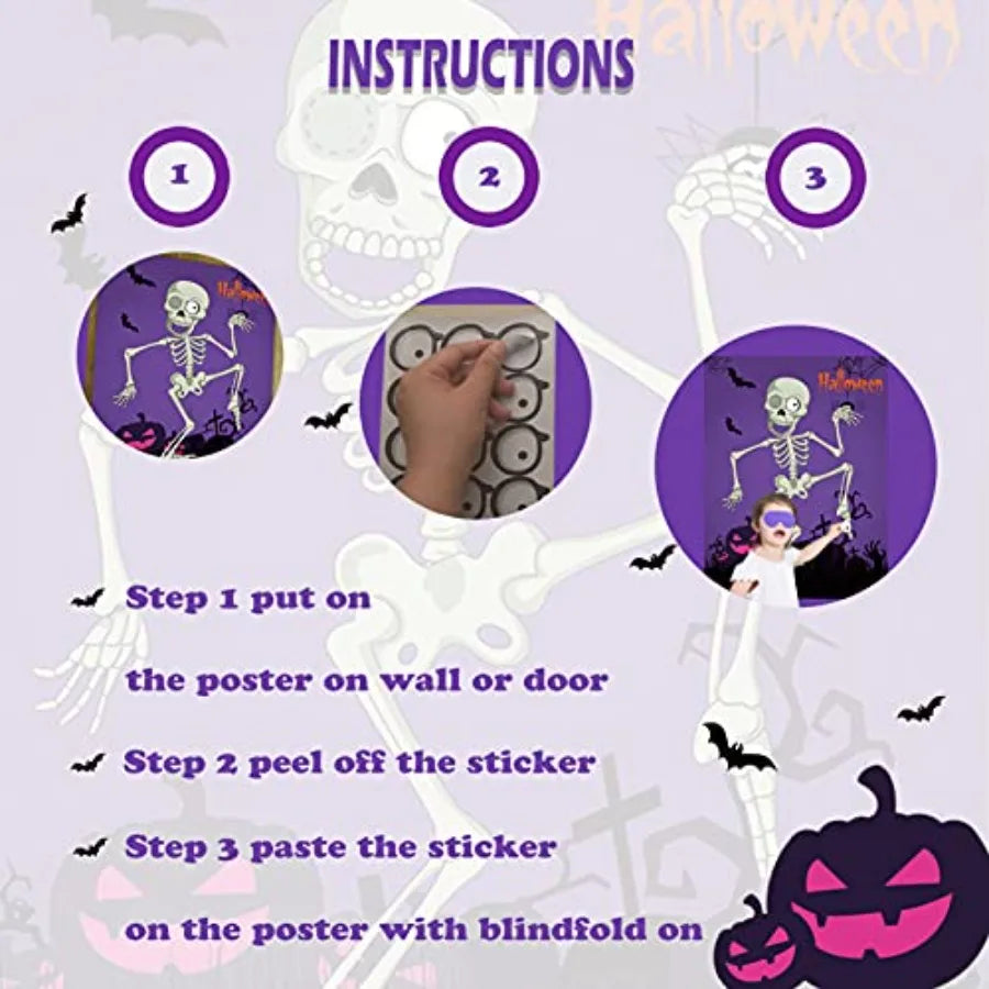 Pin the Eyeball on the Skeleton Poster