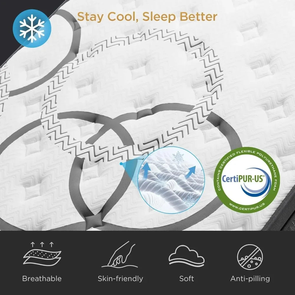 14" Hybrid Euro Top Mattress - Medium Firm