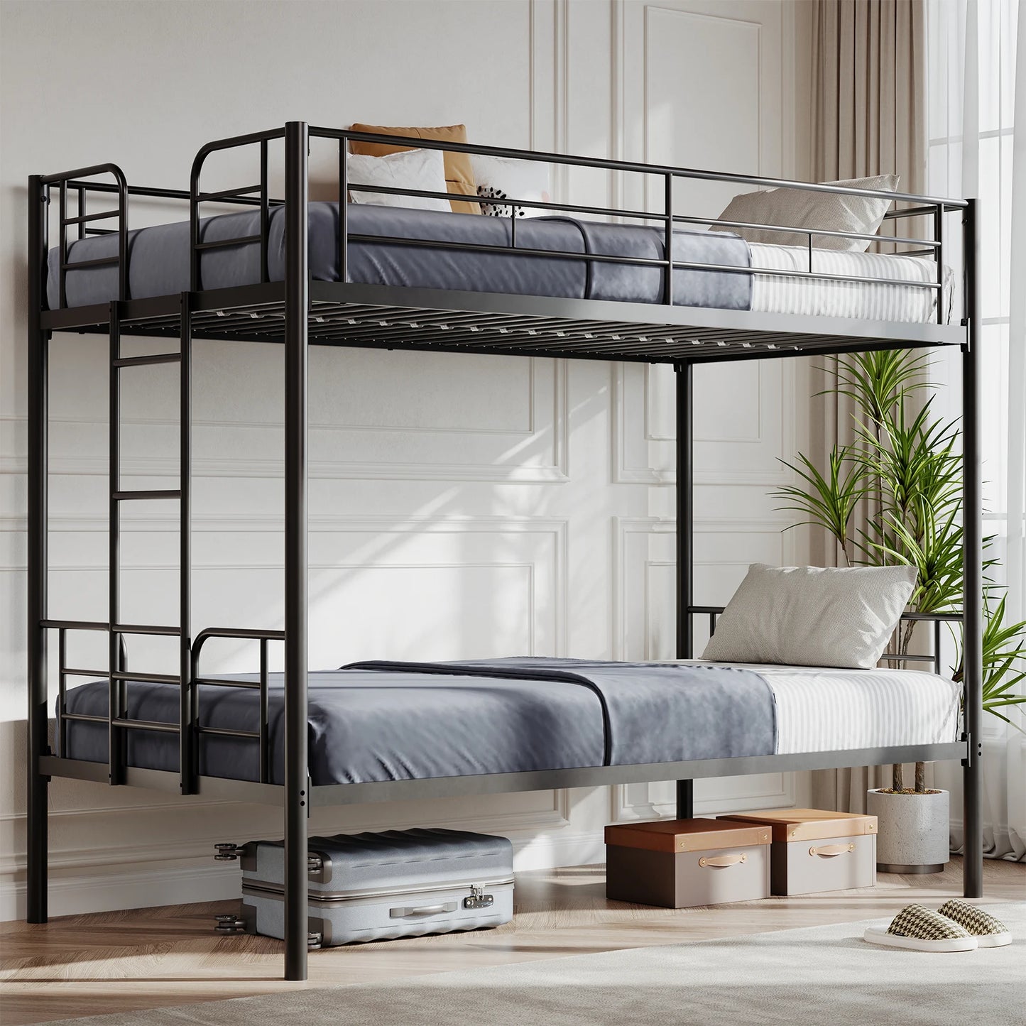 Metal Bunk Bed Frame with Ladder