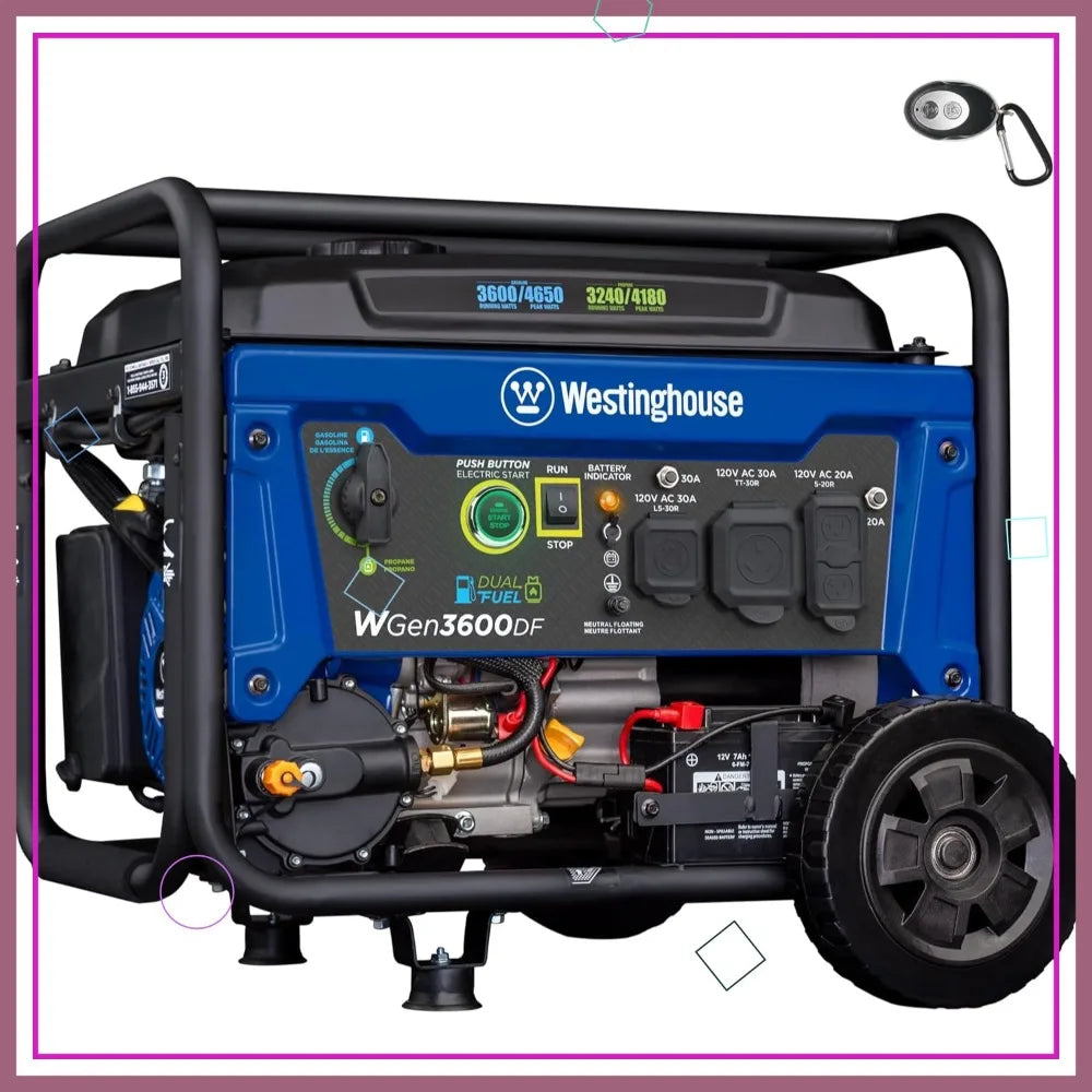 4650W Dual Fuel Portable Generator With Remote Start
