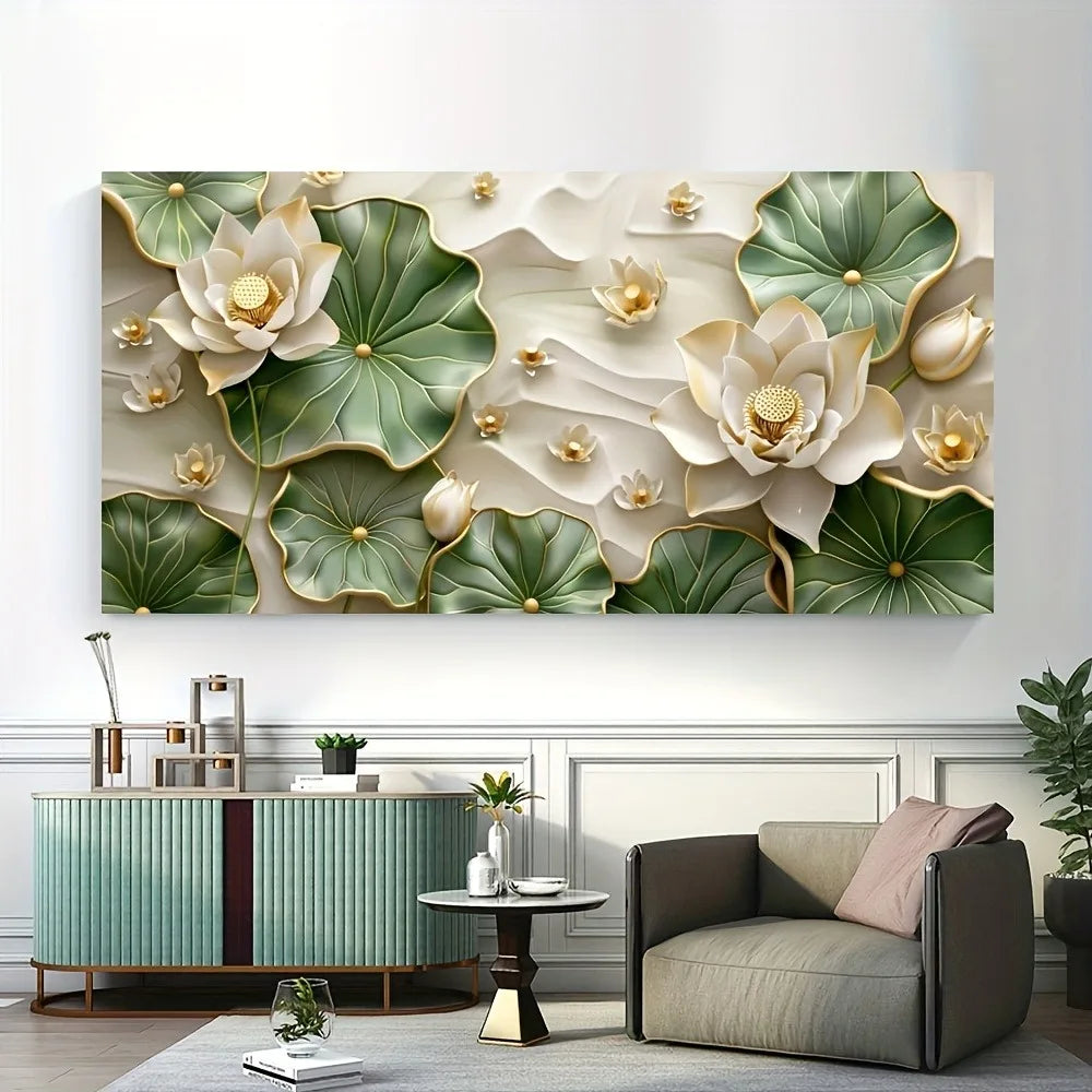 Modern Abstract Lotus Leaf Canvas Art