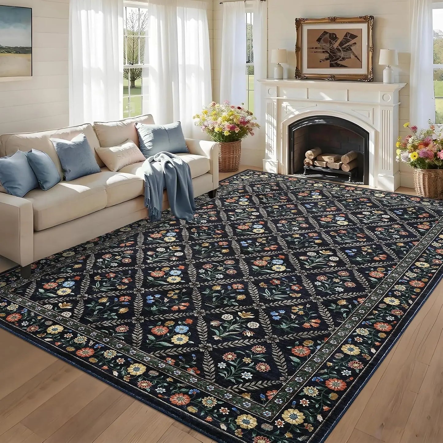 Soft Low-Pile Vintage Floor Rug