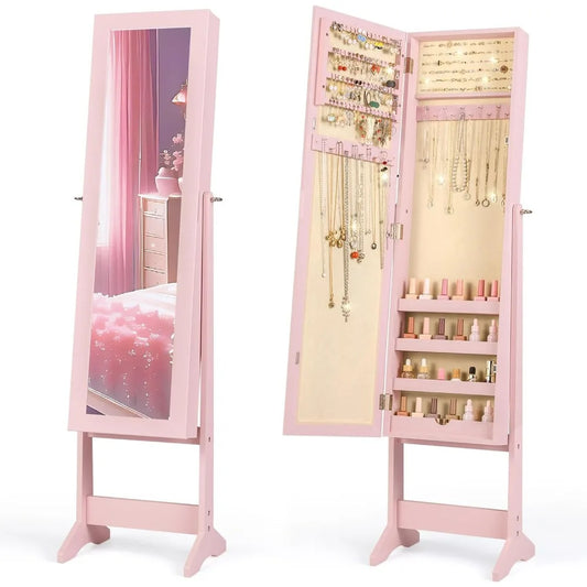 Jewelry Armoire with Full-Length Mirror