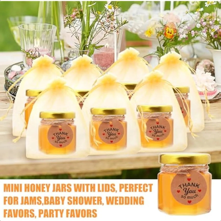 Mini Glass Honey Jars, Gold Lid