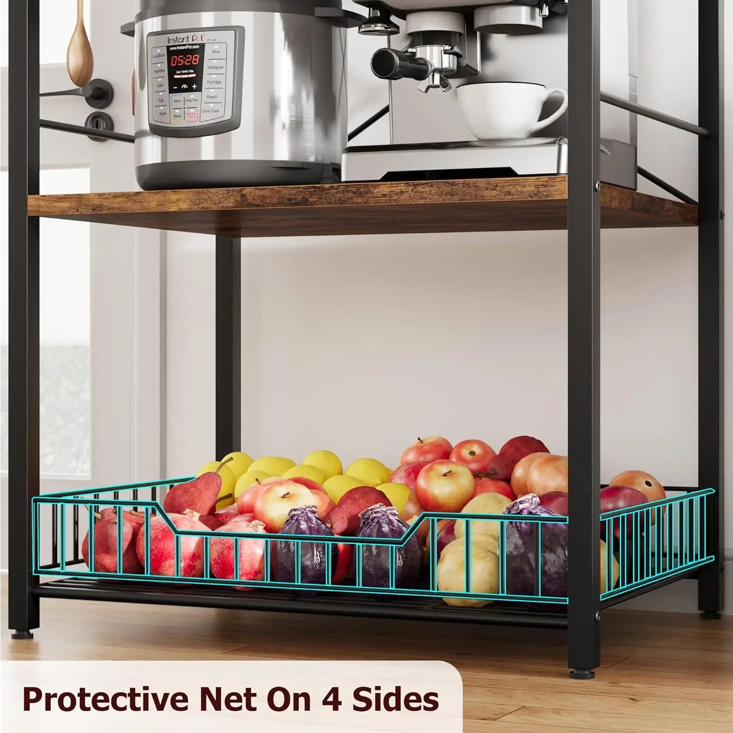 4-Tier Kitchen Baker's Rack With Microwave Stand